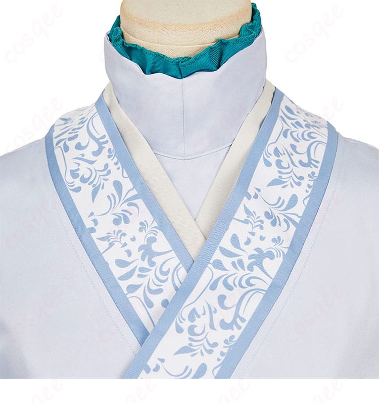 薬屋のひとりごと 壬氏(ジンシ) コスプレ衣装 月精の服装の領口装飾の詳細。