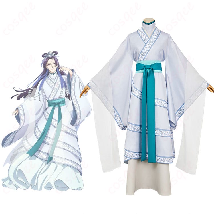 薬屋のひとりごと 壬氏(ジンシ) コスプレ衣装 月精の服装とキャラクターの比較画像。