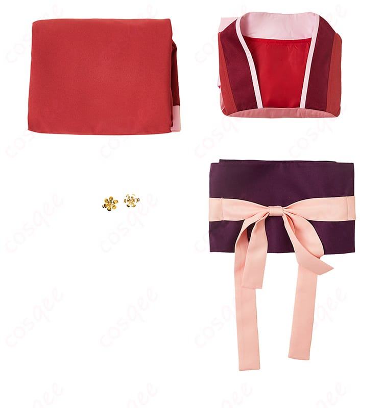 薬屋のひとりごと 猫猫(マオマオ)コスプレ衣装セット。スカート、トップス、コルセットベルト、髪飾りの4点セットが含まれます。