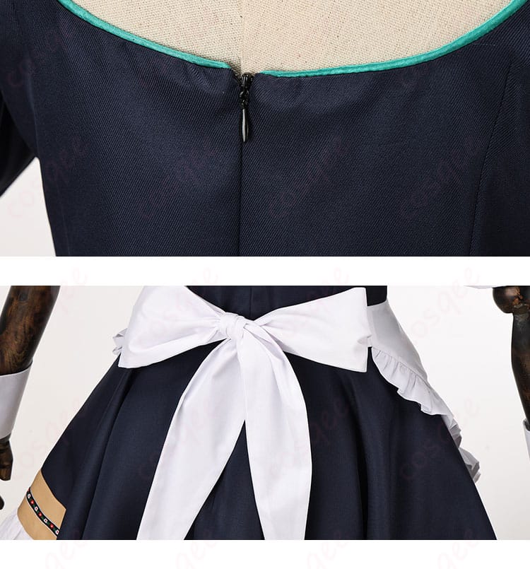 牛牧ジュリ コスプレ衣装 アルバイト 背面のディテール、正確に再現されたキャラクター衣装。