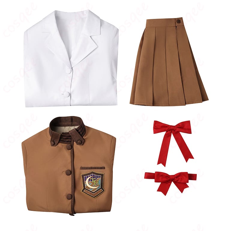 間桐桜 コスプレ衣装のセット内容。コート、上着、スカート、リボン、髪飾りなど、全て含まれています。