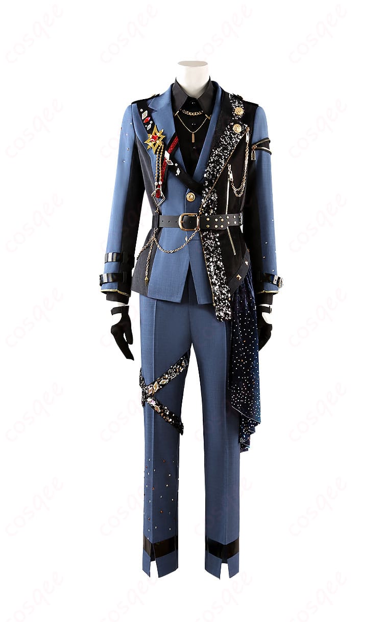 コスプレ衣装の正面画像。KAITO、鏡音レン、東雲彰人など、各キャラクターの衣装が正面から見える画像。