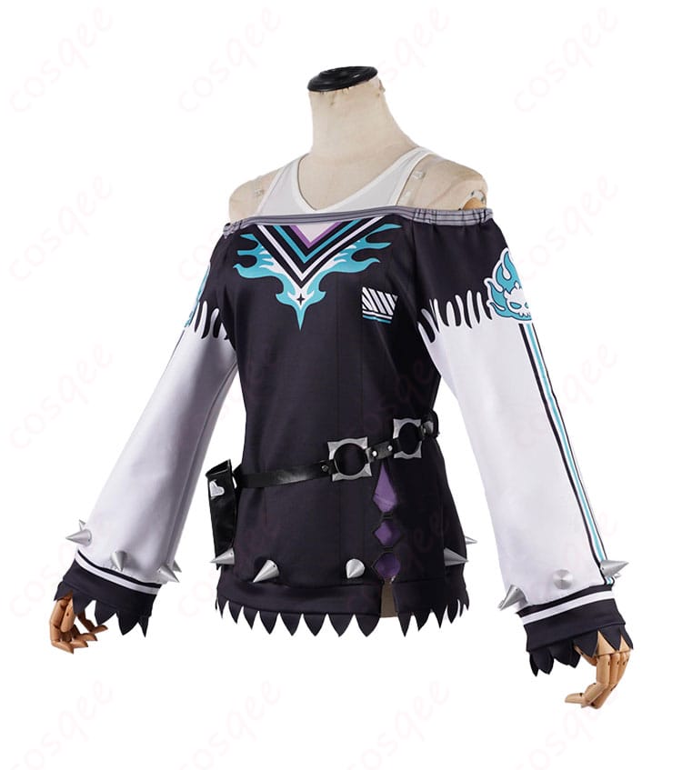 ホロライブ 輪堂千速 コスプレ衣装の側面画像。ディテールが細かく、完璧に再現されたキャラクター衣装。