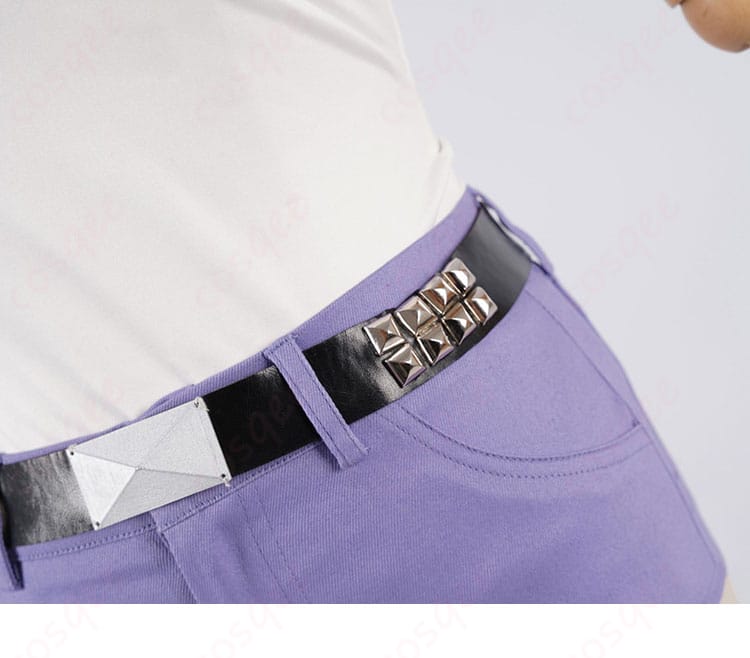 ホロライブ 輪堂千速 コスプレ衣装の腰間ベルト装飾細部。ベルト部分のデザインがキャラクターにぴったりです。