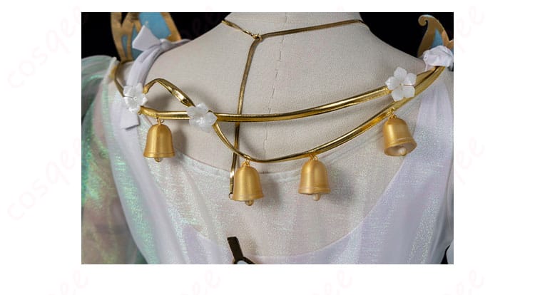 「アイデンティティV」気象学者コスプレ衣装、腰の鈴飾りディテール、風の精霊を感じさせる美しいアクセント