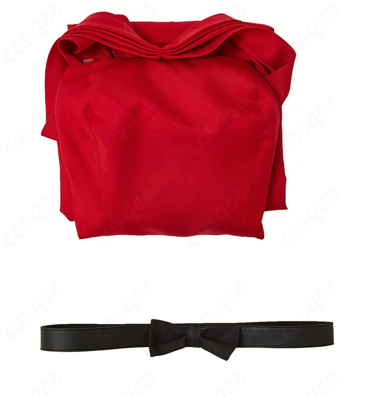 宝生麗子 コスプレ衣装 セット内容の紹介。ワンピース、ベルト、透明ストラップを含む完全セット。