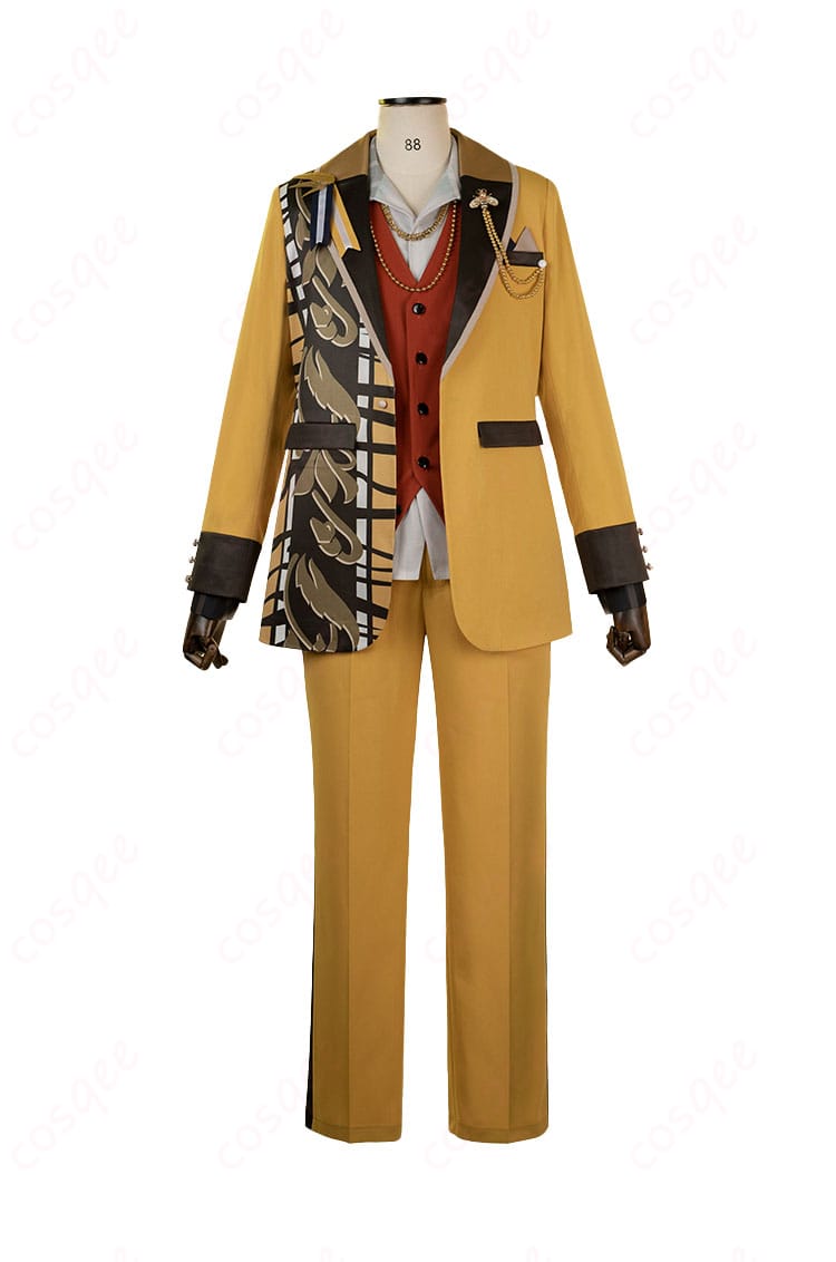 商品正面のコスプレ衣装の全体像。鮮やかなデザインが特徴的な桜河こはくのコスプレ衣装。