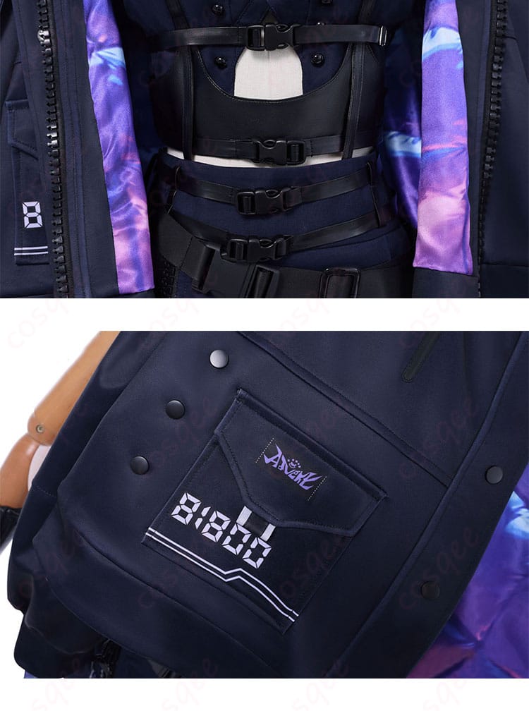 ホロライブ 古石ビジュー コスプレ衣装 腰部装飾と衣袋詳細