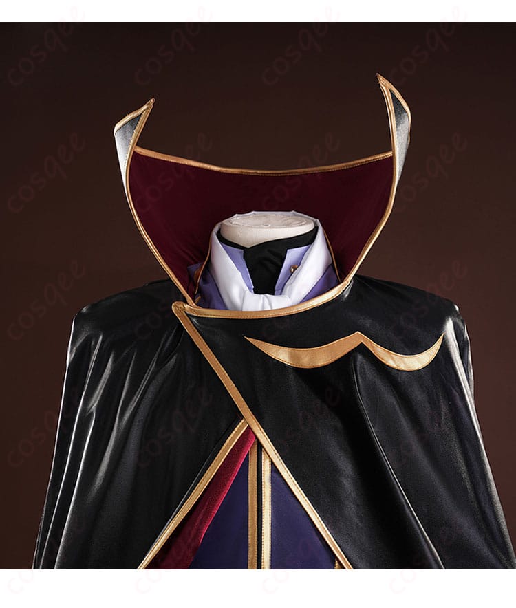 ルルーシュ・ランペルージ コスプレ衣装 黒の騎士団版の衣装の襟部分の装飾ディテール