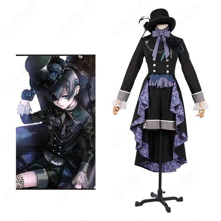 黒執事 シエル・ファントムハイヴ コスプレ衣装 27巻衣装とキャラクターシエルのデザインを忠実に再現した画像。