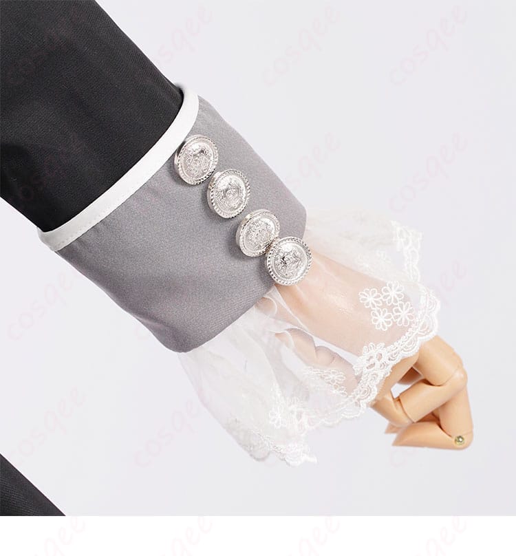 シエル・ファントムハイヴ コスプレ衣装 27巻 衣装の袖の纽扣装飾ディテール。完璧なデザイン再現。