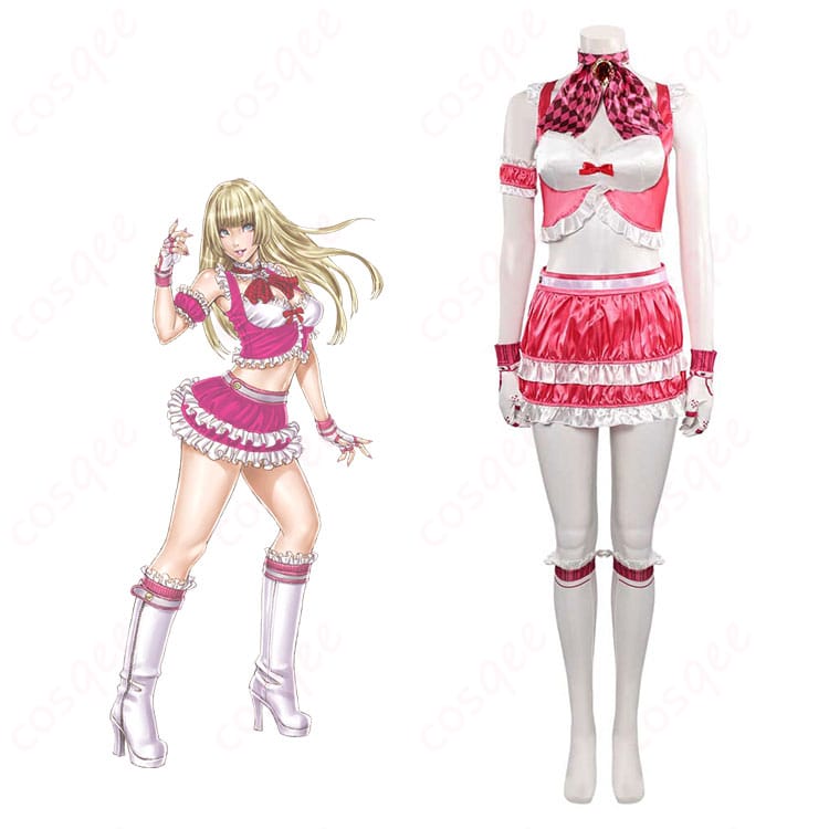 商品服装とリリキャラクターのコスプレ衣装の融合画像 | 鉄拳 リリ コスプレ衣装の魅力を感じてください。