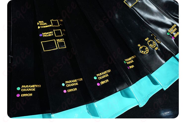 初音ミク コスプレ衣装のスカート装飾ディテール - 美しいスカートのデザインと装飾