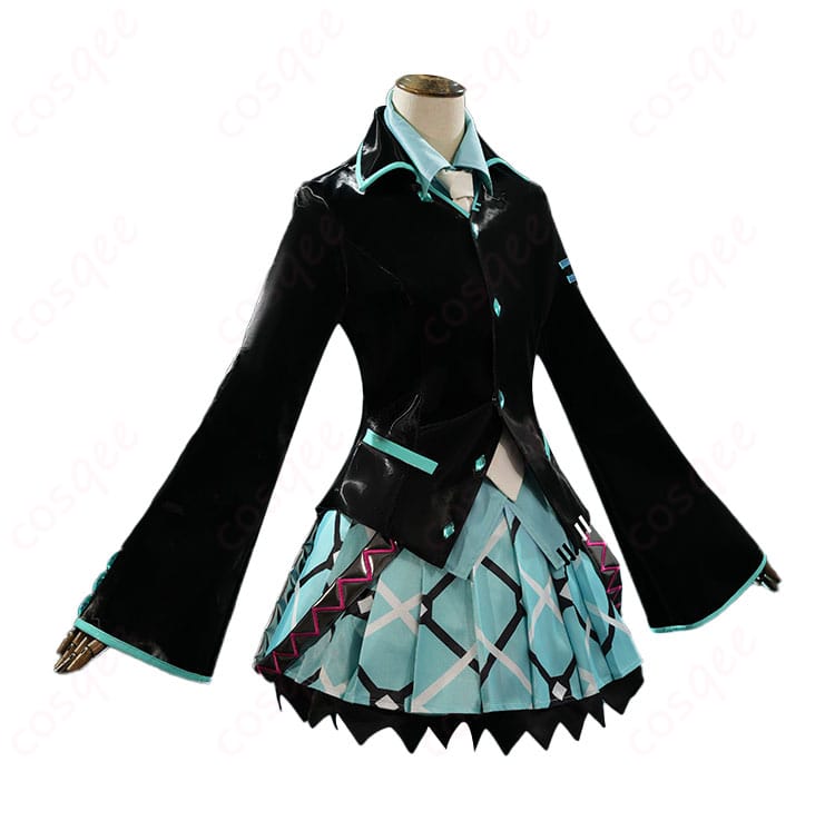 商品側面図 - 初音ミクコスプレ衣装の側面ビュー。全体のシルエットとディテールがしっかり見える。