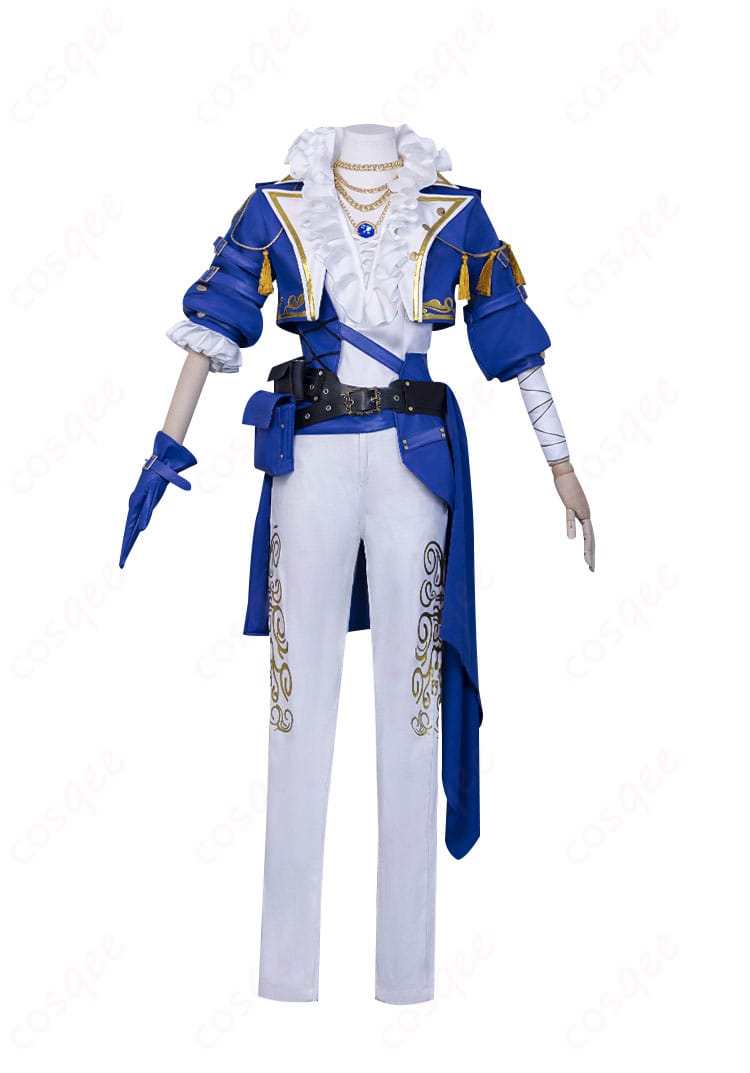 囚人(ルカ・バルサー)のコスプレ衣装の正面。高精度再現された衣装が、キャラクターの特徴を忠実に表現しています。