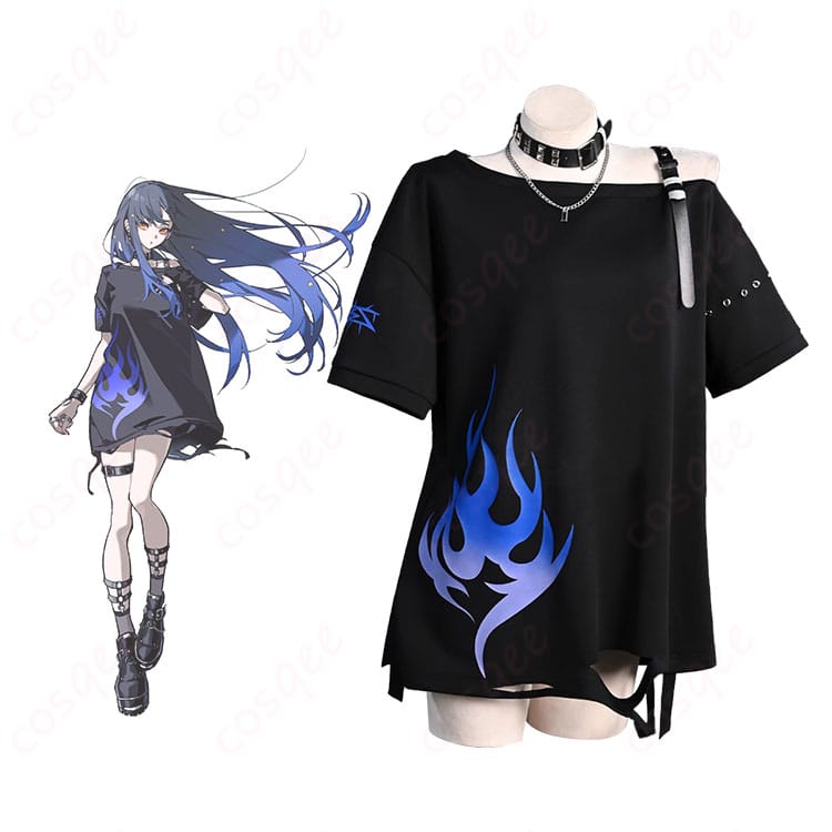 プロジェクトセカイの白石杏コスプレ衣装とキャラクターの融合イメージ。高精度再現でイベントや撮影会に最適。