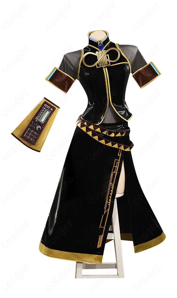 巡音ルカ コスプレ衣装 正面図。精細な刺繍と美しいデザイン、見た目も着心地も抜群。