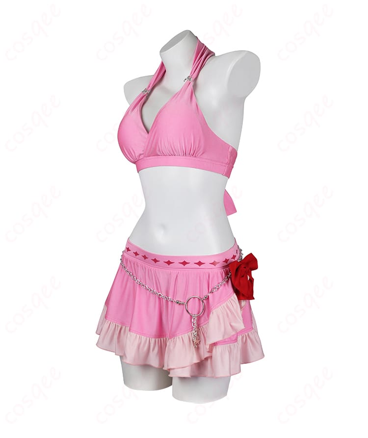 エアリス・ゲインズブール ピンキーマーメイド水着 コスプレ衣装 左側から見たデザイン。華やかな水着コスプレ。