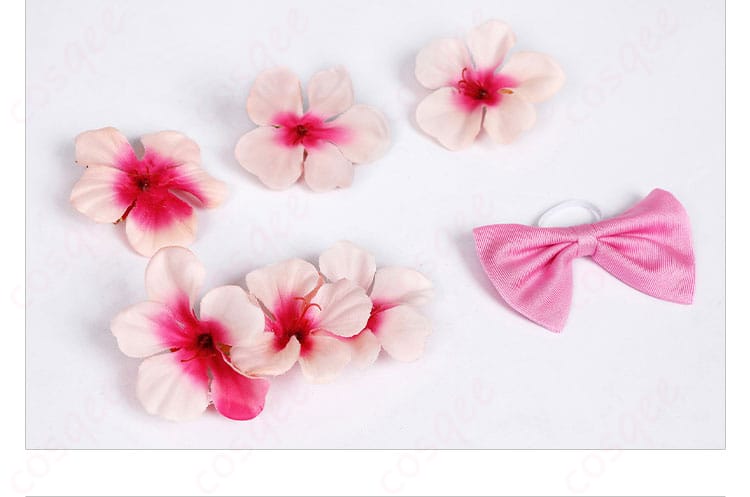 エアリス・ゲインズブール ピンキーマーメイド水着 コスプレ衣装 花と蝶結びの髪飾り。可愛らしさが増すディテール。