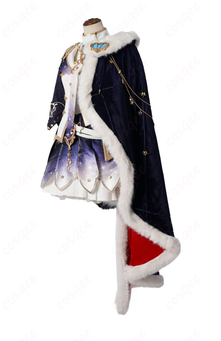 白上フブキキング衣装コスプレ衣装の側面、細部にわたる仕立てとディテール