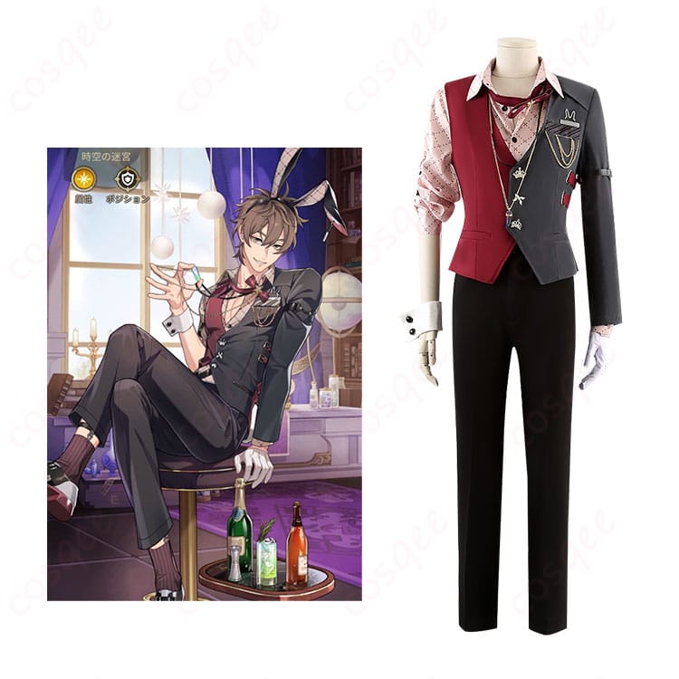 エイトのコスプレ衣装とキャラクター「NU:カーニバル」のエイトが一緒に映った画像。コスプレ衣装のデザインが忠実に再現されています。