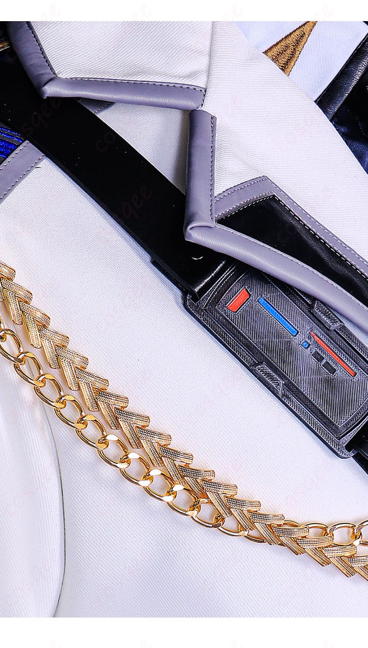 恋と深空 マヒル 白軍服 コスプレ衣装 装飾ディテール接写 刺繍・徽章の質感を拡大表示