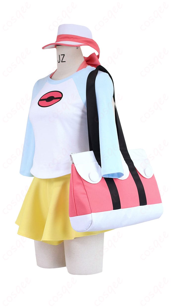 ポケモンBW2 メイ コスプレ衣装の側面写真、スリムなシルエットと精巧なデザインを強調。