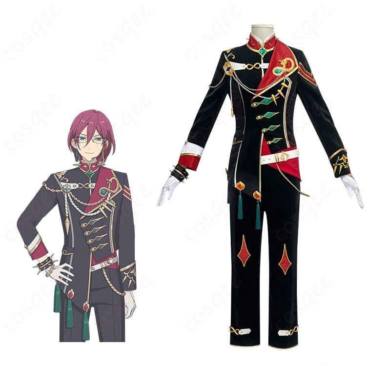 あんさんぶるスターズ!!のキャラクター七種茨・乱凪砂・巴日和・漣ジュンのウロボロス衣装を着用した画像。コスプレ衣装の忠実再現が魅力。