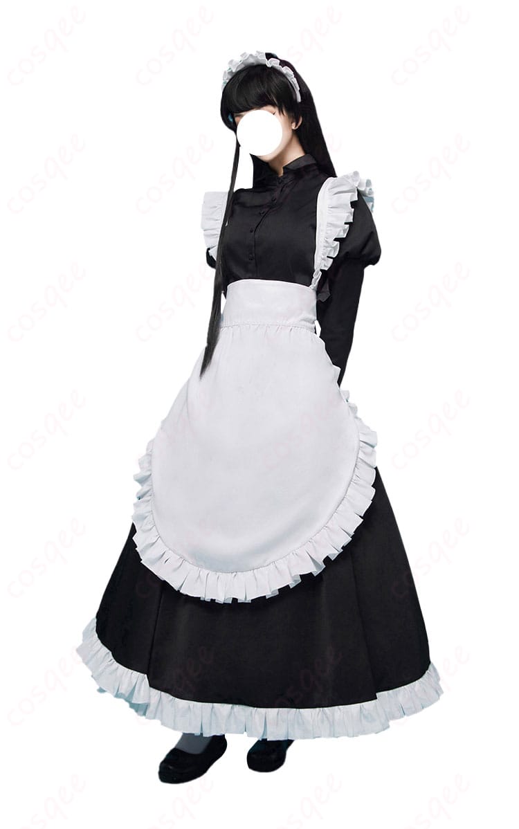 古見硝子 メイド服 コスプレ衣装 右側からの視点。背部の蝶結びも見えます。