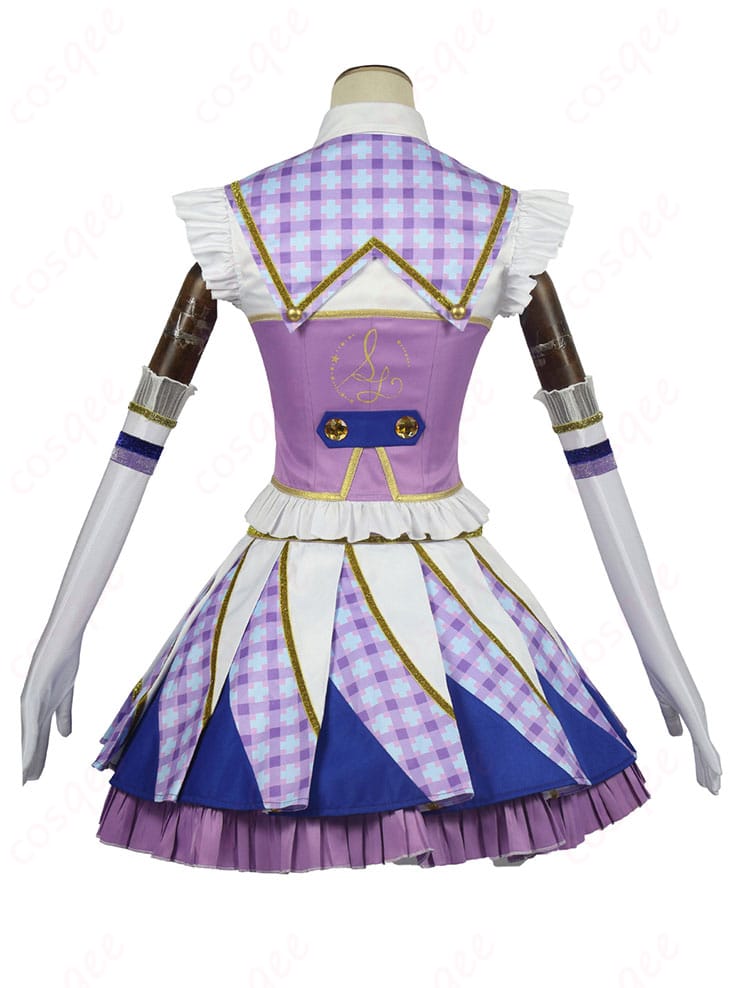アイカツ! 紫吹蘭 コスプレ衣装 Soleil 背面図。背面のディテールも完璧に再現されたアイカツ!コスプレ衣装。