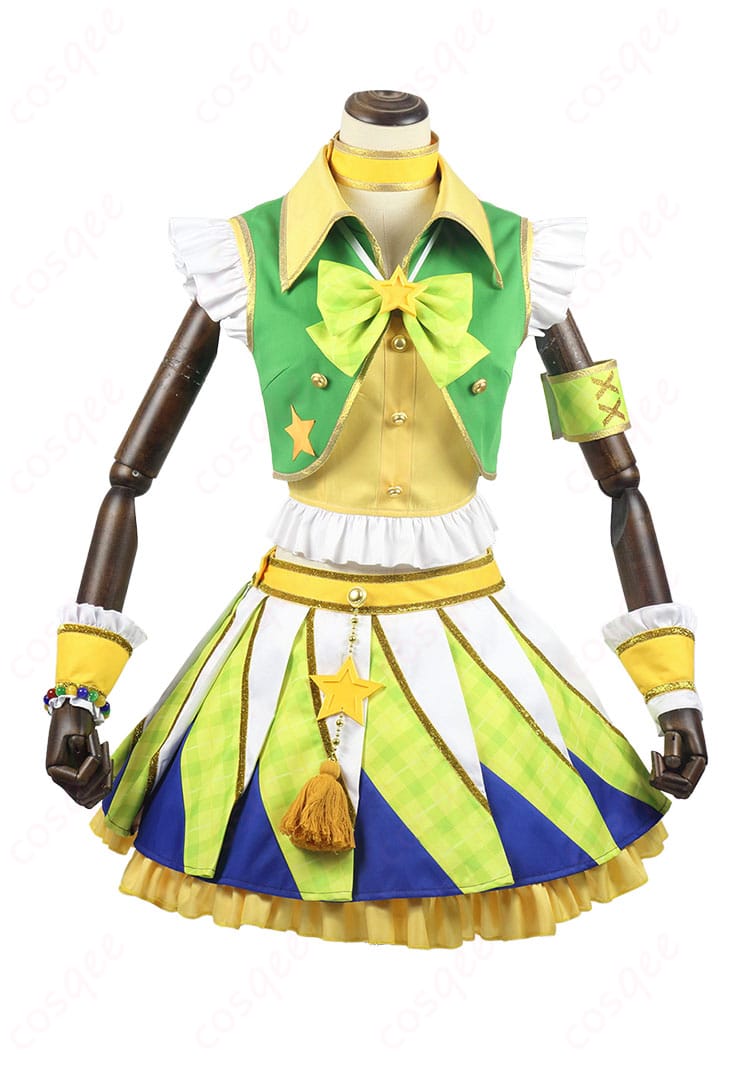 アイカツ!新条ひなき コスプレ衣装 正面図。衣装のディテールとデザインが一目で分かる写真。