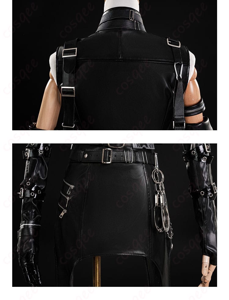 主人公プレイヤー コスプレ衣装の背面の装飾。背中のディテールがリアルに再現されています。