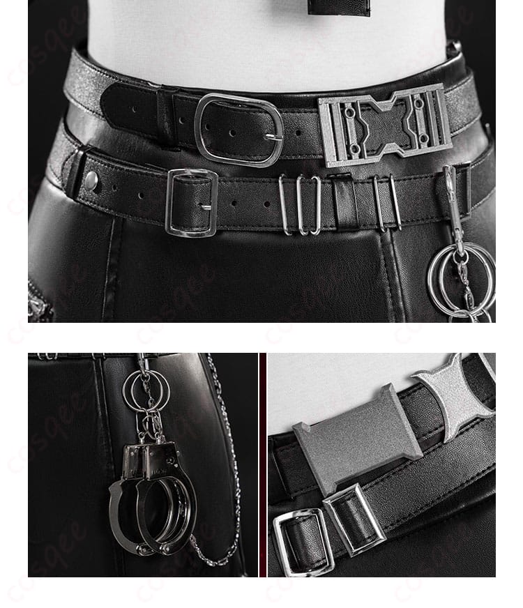 主人公プレイヤー コスプレ衣装の腰飾りの詳細。コスプレ衣装ならではの精巧な装飾。