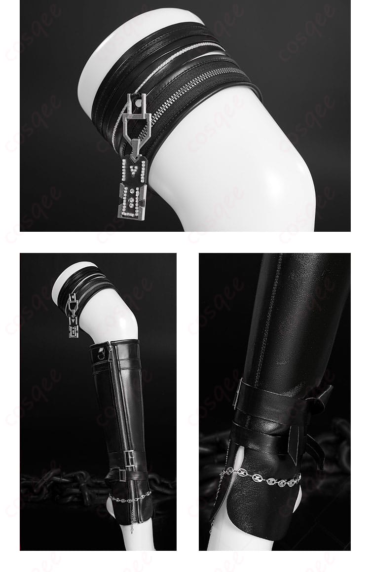 主人公プレイヤー コスプレ衣装の腿部装飾詳細。コスプレ衣装のアクセントとして重要なパーツ。