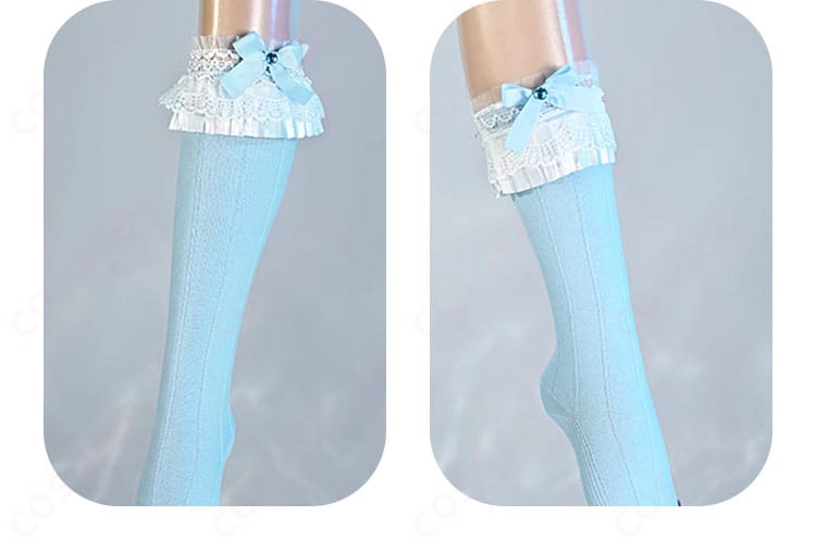 腿部の装飾の詳細画像。桐谷遥コスプレ衣装の腿に施された飾りが魅力的です。