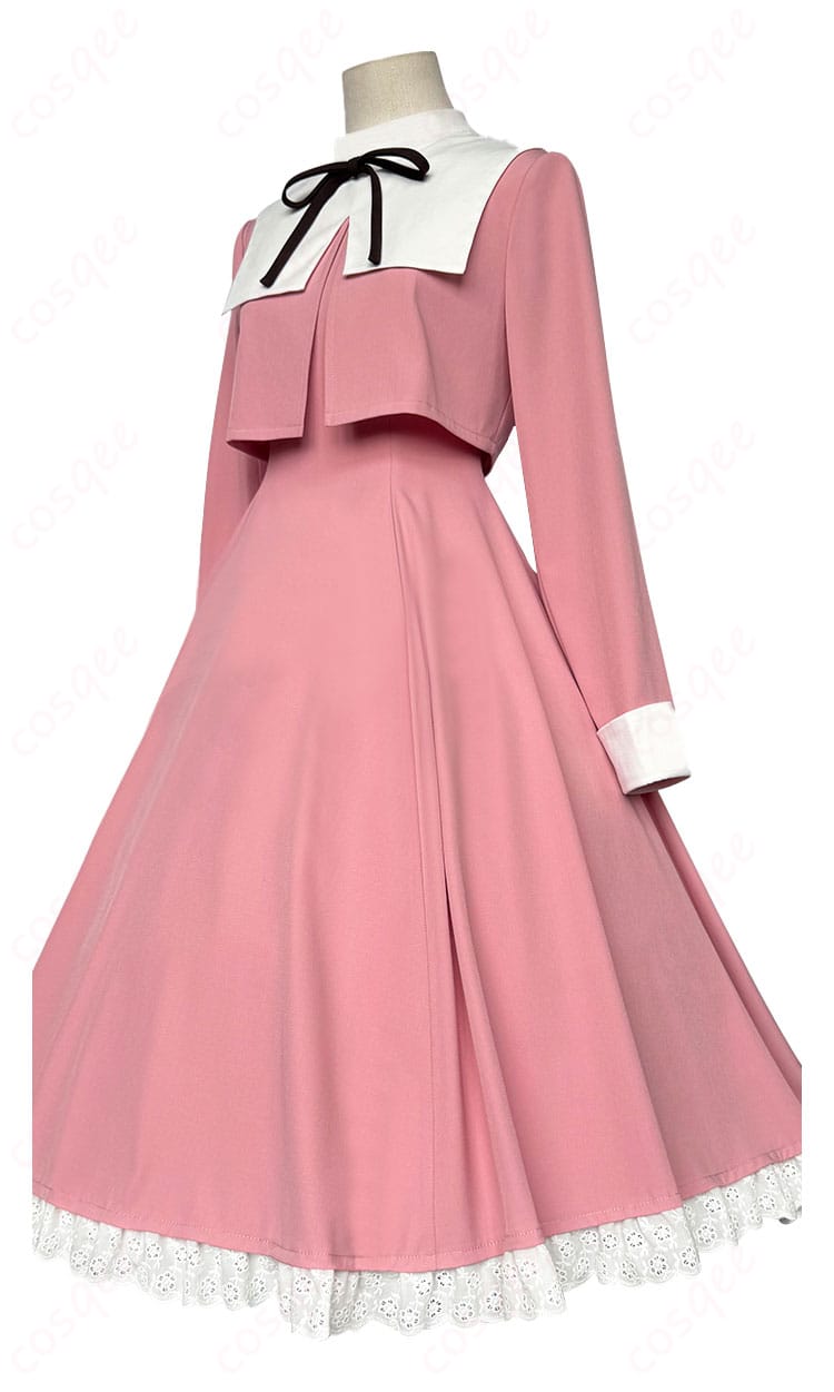 商品左側図 - カードキャプターさくら 大道寺知世 コスプレ衣装 ピンク ワンピースの左側面画像。衣装のラインと着心地が伝わります。