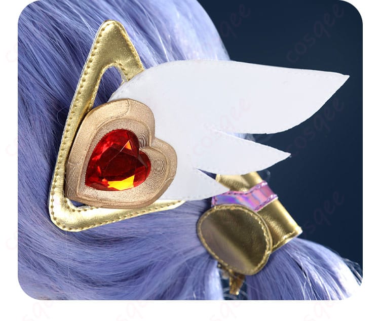 オーバーウォッチ2 キリコ コスプレ衣装の羽翼型髪飾りの細部、ファンタジー要素が強調されています