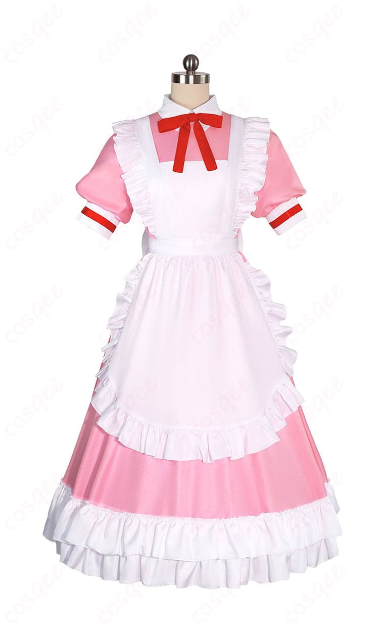 商品正面図。鹿目まどかのメイド服コスプレ衣装の前面デザインが確認できます。