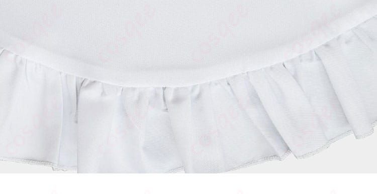 エプロン下裾装飾細部。鹿目まどかのメイド服コスプレ衣装のエプロン下部分の装飾のディテール。