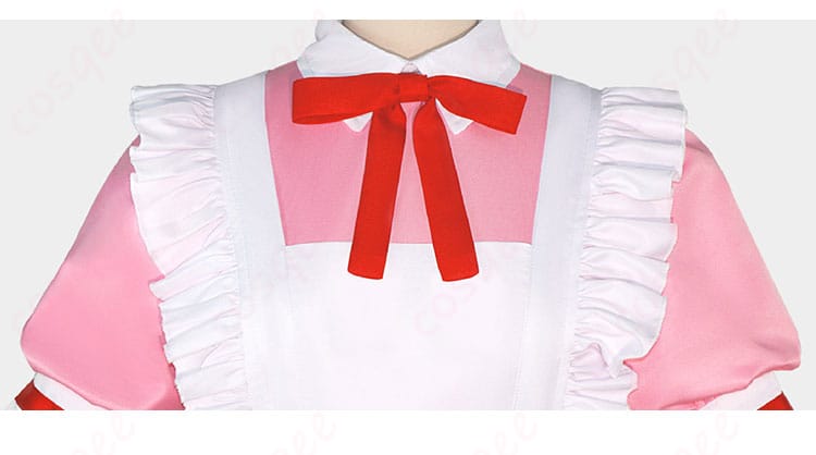 服装リボン装飾細部。鹿目まどかのメイド服コスプレ衣装のリボンの美しいディテール。