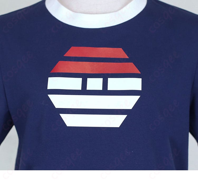 ポケモンレジェンズ ガイ コスプレ衣装の短袖デザイン。キャラクターの個性を引き立てる細部。