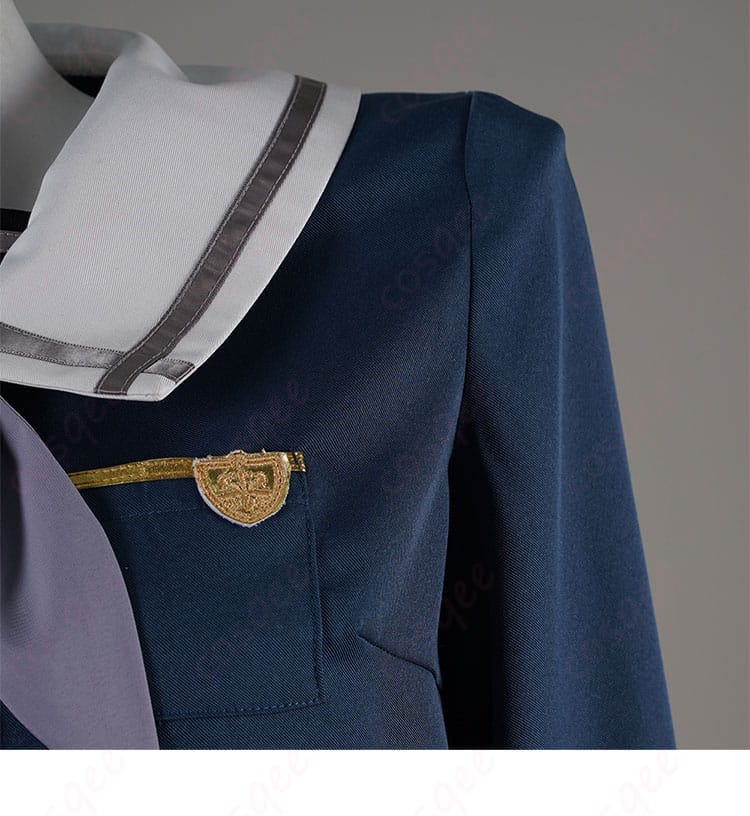 若葉睦 コスプレ衣装 月ノ森女子学園 制服 ダークブルー 肩袖部分の装飾ディテール