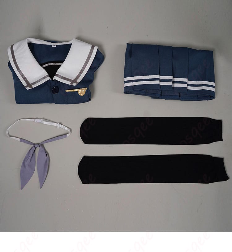 若葉睦 コスプレ衣装 月ノ森女子学園 制服 ダークブルー セット内容展示