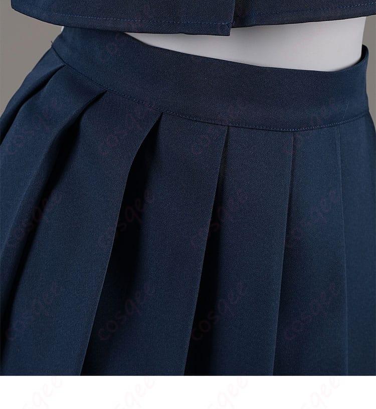 若葉睦 コスプレ衣装 月ノ森女子学園 制服 ダークブルー スカート部分の装飾ディテール