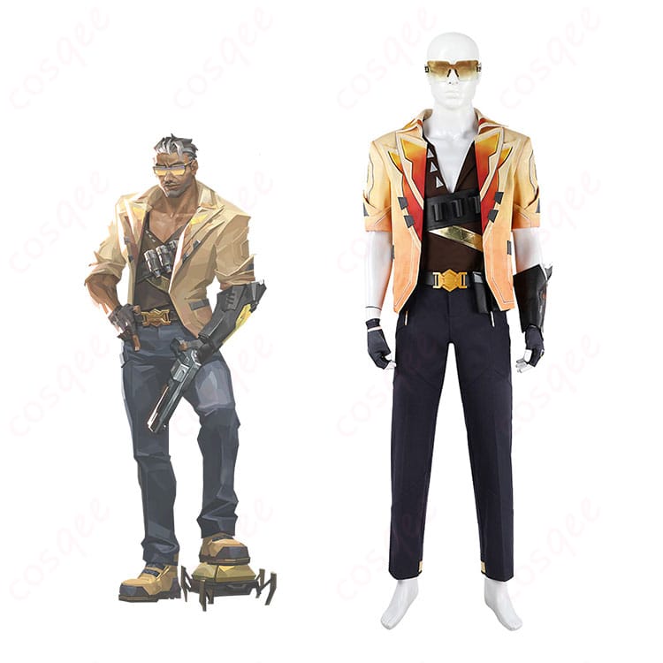 商品服装とキャラクターの結びつきを示した画像。テホのコスプレ衣装がリアルに再現されています。