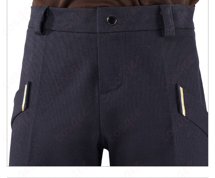 パンツのウエスト部分装飾の詳細。テホのコスプレ衣装のパンツ部分のディテールが美しく表現されています。