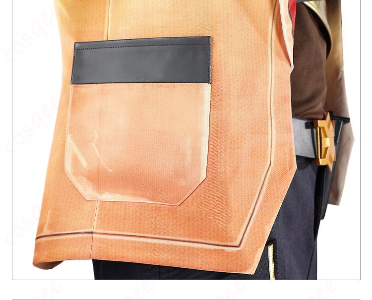 外套の衣袋装飾細部。テホのコスプレ衣装の外套にあるポケットがリアルに再現されています。