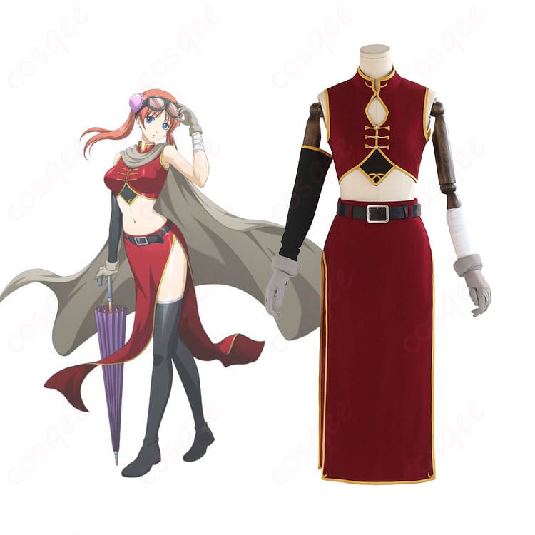 銀魂 神楽 コスプレ衣装のキャラクターと実際の服装を比較した画像。