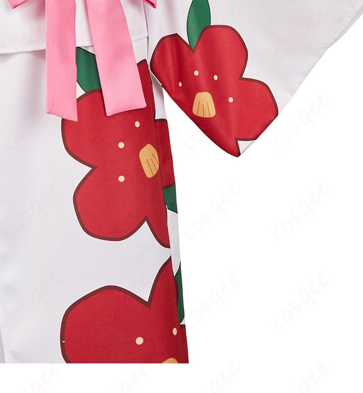 八尋寧々の浴衣コスプレ衣装の服装図案装飾。キャラクターに合わせた美しい模様が再現されている。