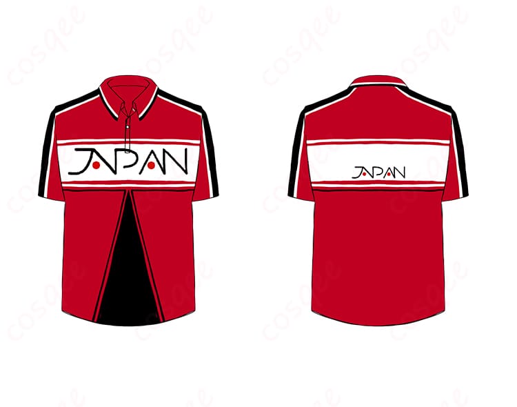 新テニスの王子様ジャージ上着の前面と背面の詳細。デザインのディテールがきれいに表現されています。オーダーメイド対応で、ぴったりのサイズ感を提供。